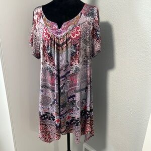 Live and Let Live Pink and Purple Asymmetrical Tunic